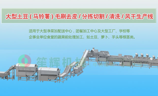 芗城连续式土豆去皮清洗切割风干生产线